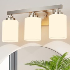 Bathroom Light Fixtures, Vanity Light Over Mirror Nickel 3-Light Fixture