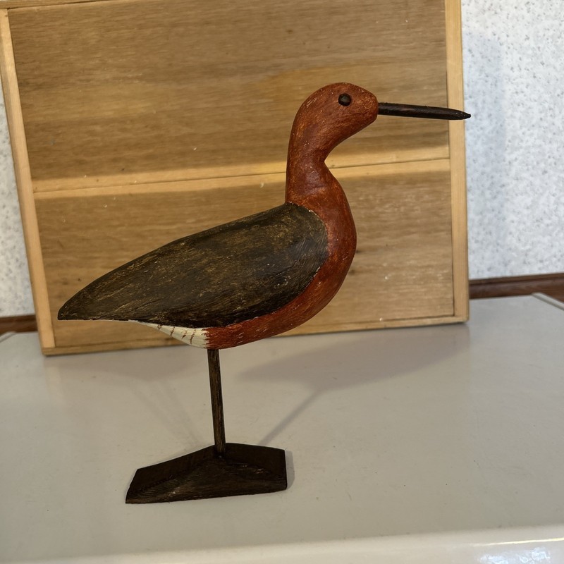 Hand Carved Antique Style Alert Red Knot Robin Snipe Shorebird Decoy