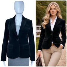 Theory Black Velvet Riding Blazer Jacket Size 6 Tailored Equestrian Old Money