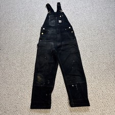 Carhartt Canvas Double Knee Bib Overalls Men's Size 32 X32 102776 001 Black
