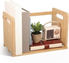 Desktop Bookshelf Wood Cd Storage Rack for Vinyl Record Storage Display Book Hol