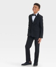 Boys Size 7 Cat Jack Kids Button Up Suit Coat Jacket, Black Sports Coat