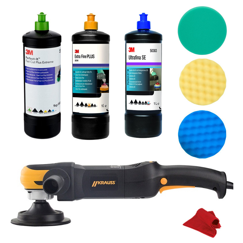 Kit de lustrage 3M polish peinture auto et rénovateur carrosserie complet