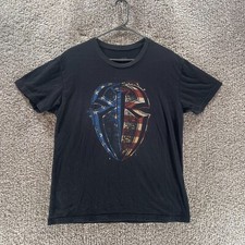 Roman Reigns Shirt Adult Medium Black Short Sleeve Cotton WWE Casual Mens Logo