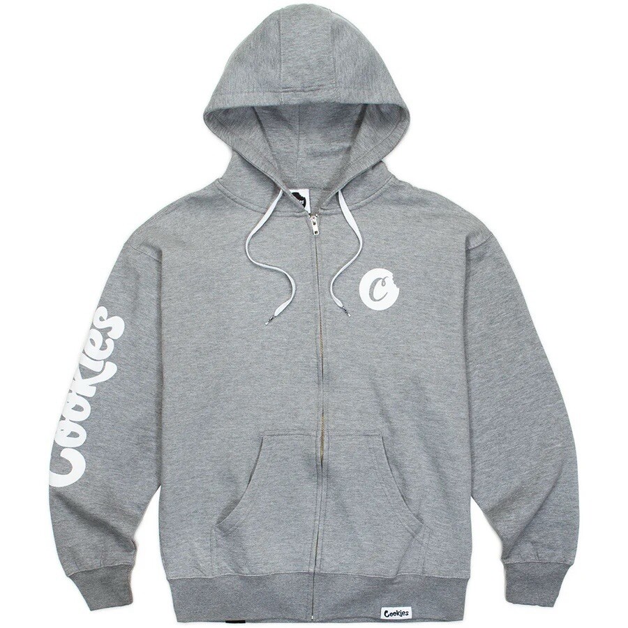 NWT Cookies SF C Bite Logo Zip-Up Hoodie Heather Grey | eBay
