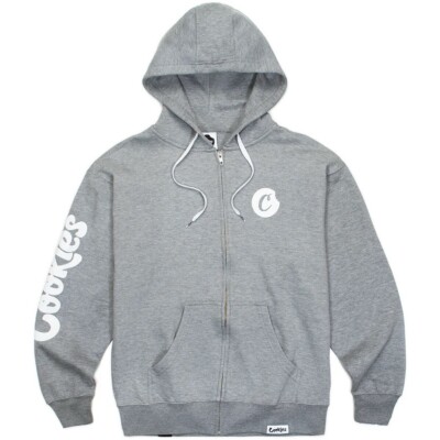 NWT Cookies SF C Bite Logo Zip-Up Hoodie Heather Grey | eBay