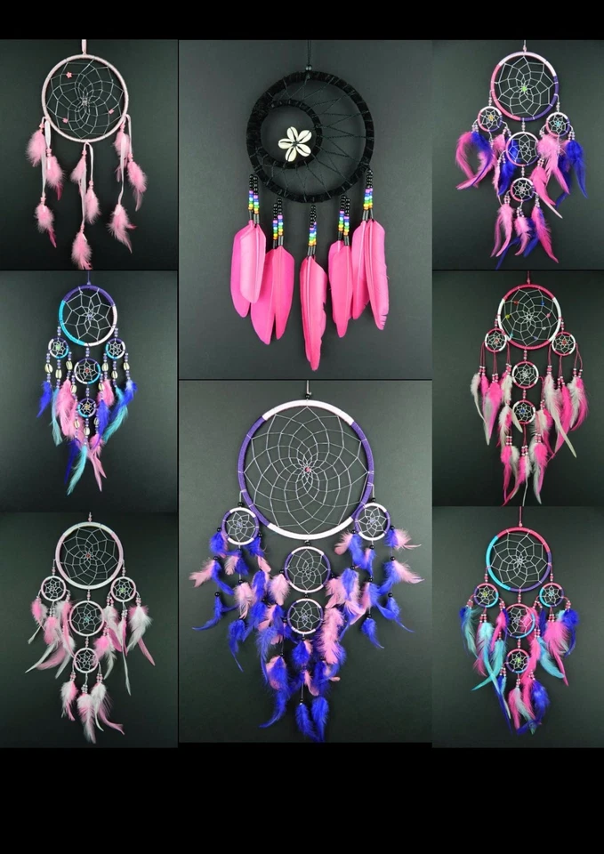 Girls Dream Catcher Pink Dreamcatcher Gift Bedroom Decoration Wall Hanging - Imagem 2 de 4