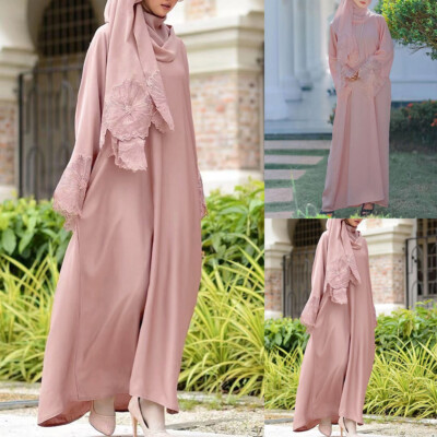 Women Long Sleeve Solid Kaftan Long Muslim Dress Cardigan Robe Long Maxi Dresses
