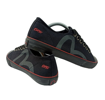 EVISU Vintage Mens Black Shoes Textile US10.5 EUR44.5