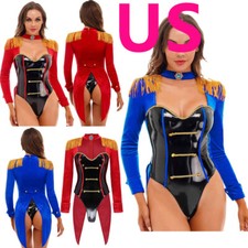 Women's Circus Bodysuit Ringmaster Tassel Shoulder Jumpsuits Board Tailcoats