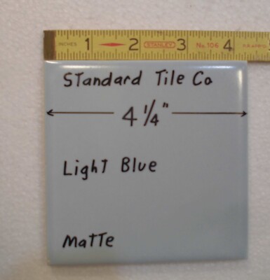 1 pc. Matte Light Blue Ceramic Tile: made by Standard Tile Co. 4-1/4''  NOS