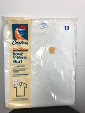 70s VTG NWT CARTERS Blank WHITE Boys 10 V-Neck T Shirt ROCKABILLY USA RARE!