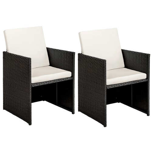 2er Set Polyrattan Stühle Gartenstuhl Sessel Rattanstuhl Gartenmöbel B