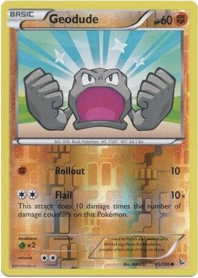 Pokemon -  Geodude - 45/106 - Flashfire - Reverse Holo - NM/M - New