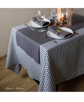 Leinen & Baumwolle Tischläufer Tuch Hygge in 100% Leinen, grau (40 x 250 cm)