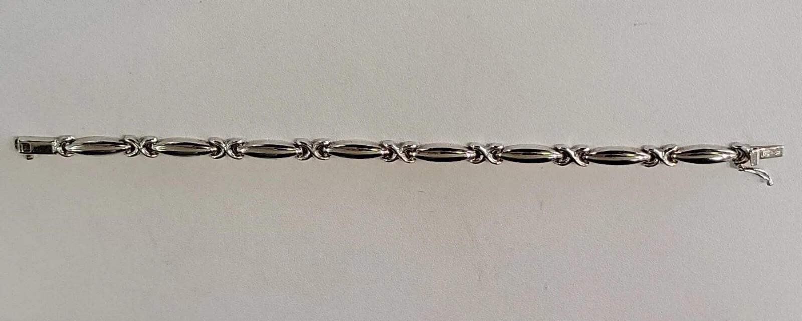 925 Sterling Silver Hugs & Kisses Bracelet Italy 7.5" L