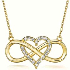 Heart And Infinity Symbol Knotted Zirconia Pendant Necklace
