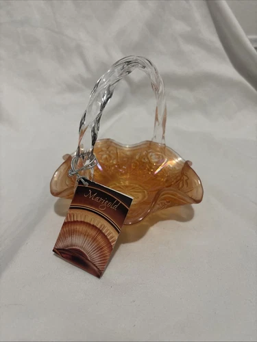 Fenton Art Glass Marigold Crystal Basket 6537 5J