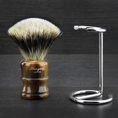 Men's Synthetic Silver tip Badger Hair Shaving Brush with Stainless Steel Stand