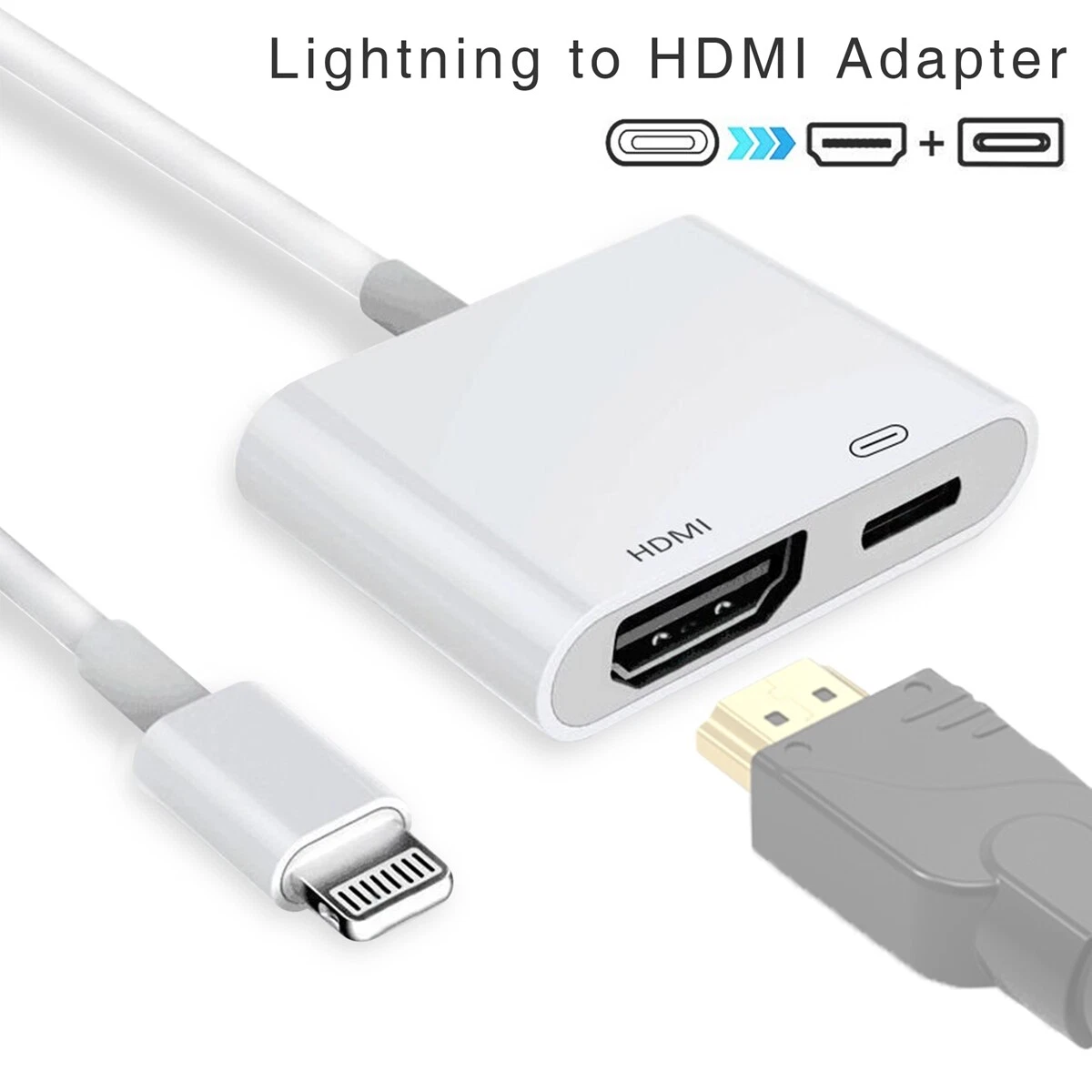 Lightning to HDMI Adapter, (Apple MFi Certified) 1080P Digital AV Adapter  Sync Screen Connector Cable Compatibility with iPhone  13/12/11/X/8/iPad/iPod