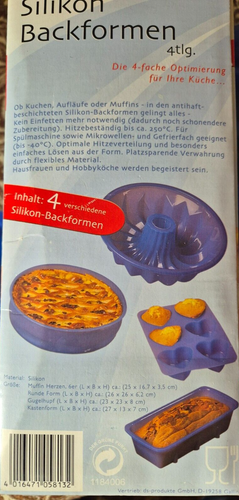 4teiliges Backformen-Sets Silikon runde Kuchenform Gugelhupf Kastenform Muffins - Bild 6 von 7