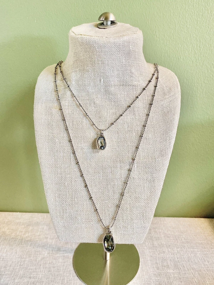Uno De 50 Silver Layered Necklace Smoke Color New With Tag