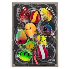 10pcs Walleye Fish Spinner Blade Rig Kit 47" 15LB Crawler Harness Live Bait Hook