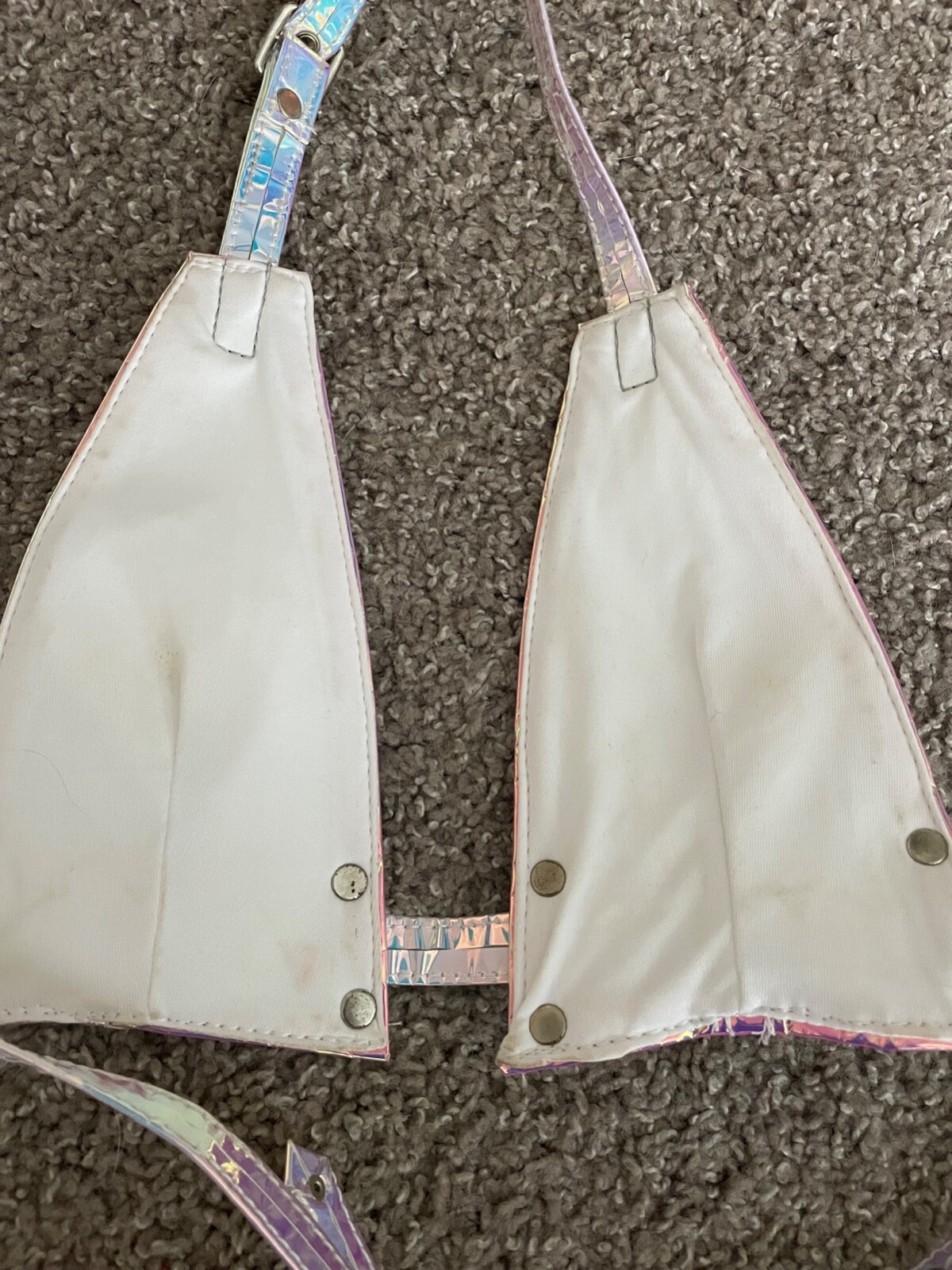 Rave festival dance pink holographic hand made bra top size small