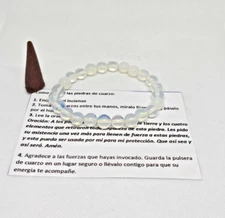 PULSERA PIEDRA LUNA / QUARTZ MOONSTONE PROTECCION DINERO SUERTE PROSPERIDAD