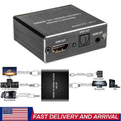 2024 NEW 4K*2K Stereo 3.5mm Extractor HDMI to HDMI+Audio Decoder Audio Splitter