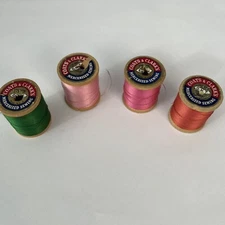 Lot of 4 COATS & CLARK'S Vintage Wood Spools