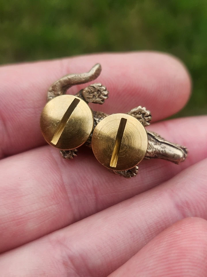 Alligator  Concho leather accessory bronze  bag jacket shoes belt cuff bracelet - Image 4 of 4