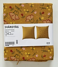 Set of 2 Ikea SVARDTAG Pillow Cushion Cover 20" x 20" Yellow/Floral