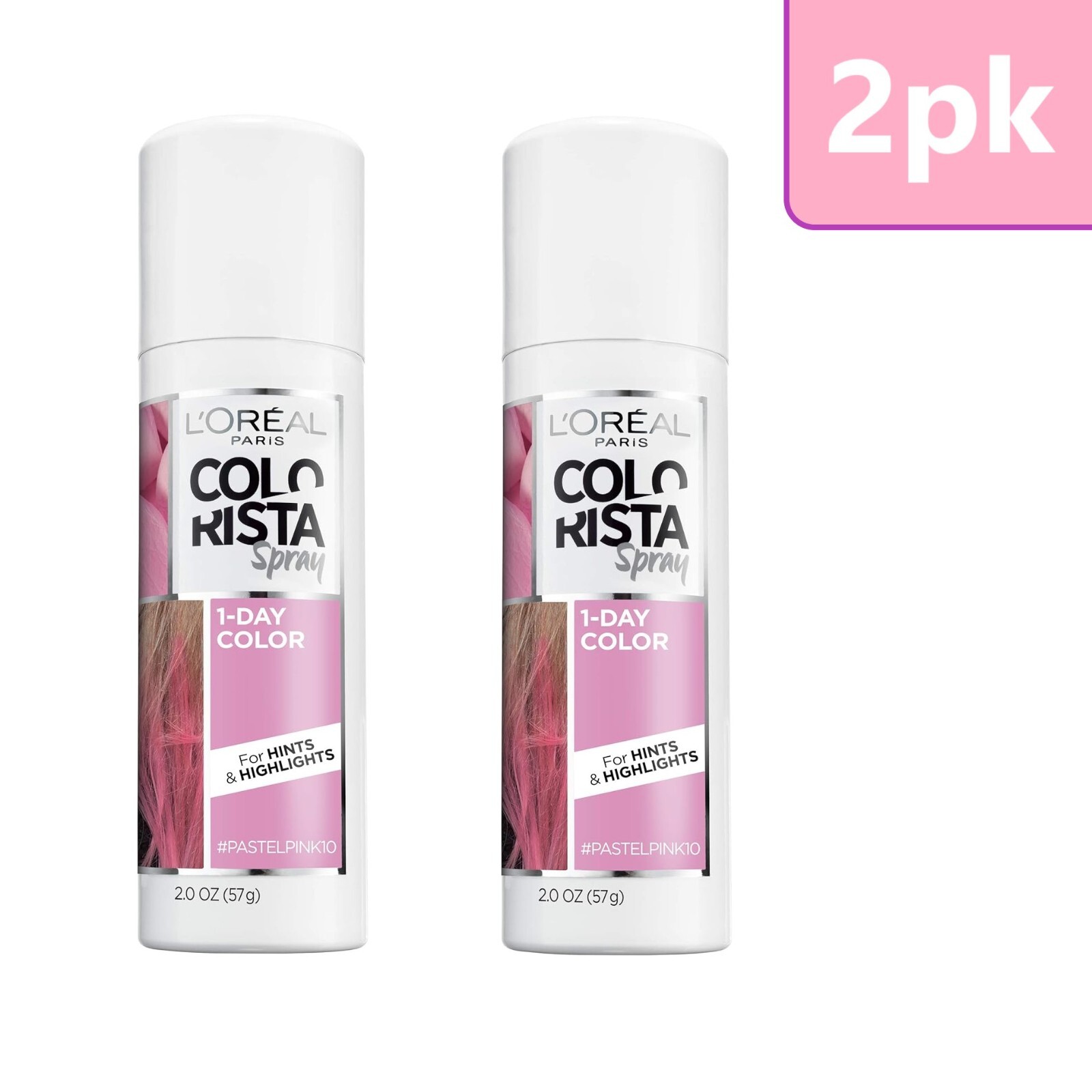 Colorista 1-day Spray, Pastelpink, 2 Ounce - 2pk