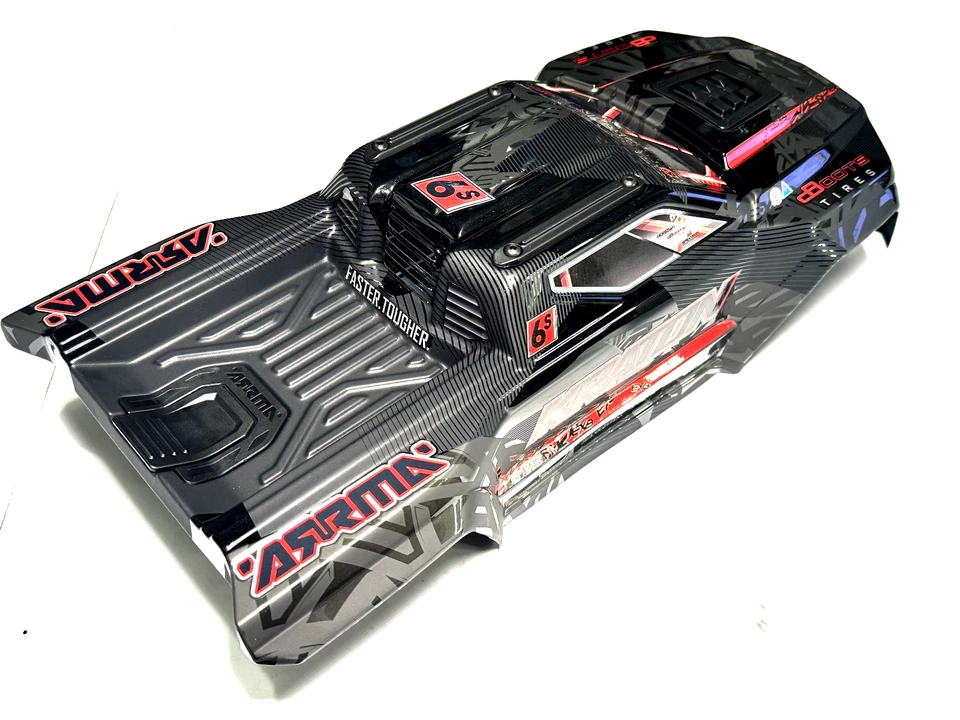 Arrma KRATON 6s EXB V6 1:8 SHELL Black/Red cover & Body Clipless ARA8708V6 - Image 2 of 4