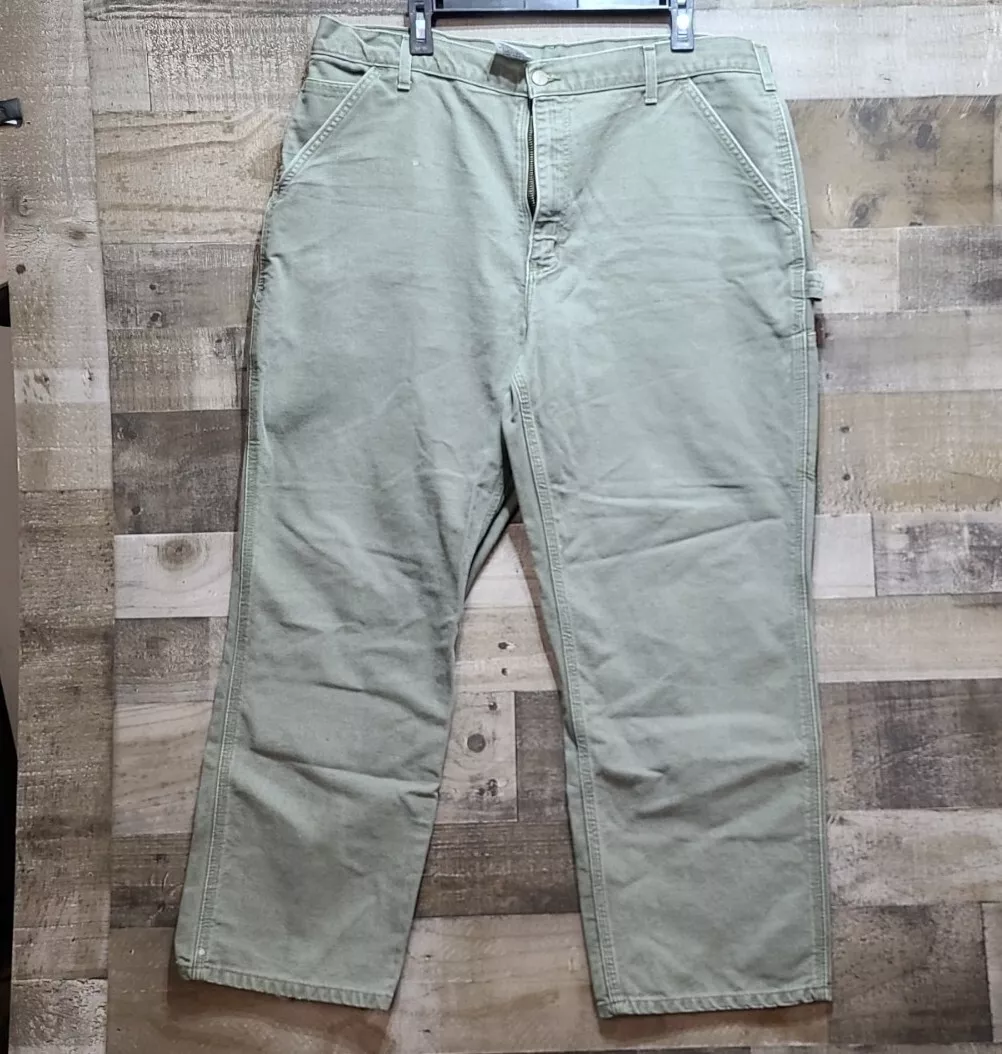 Carhartt Work Pants Size 40x30 Olive Original Dungaree Fit RN 14806 Tool Loop