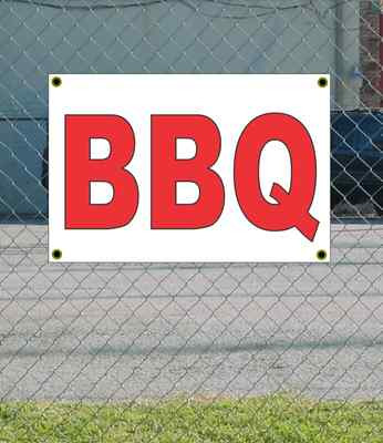 2x3 BBQ Red & White Banner Sign NEW Discount Size & Price BARBEQUE