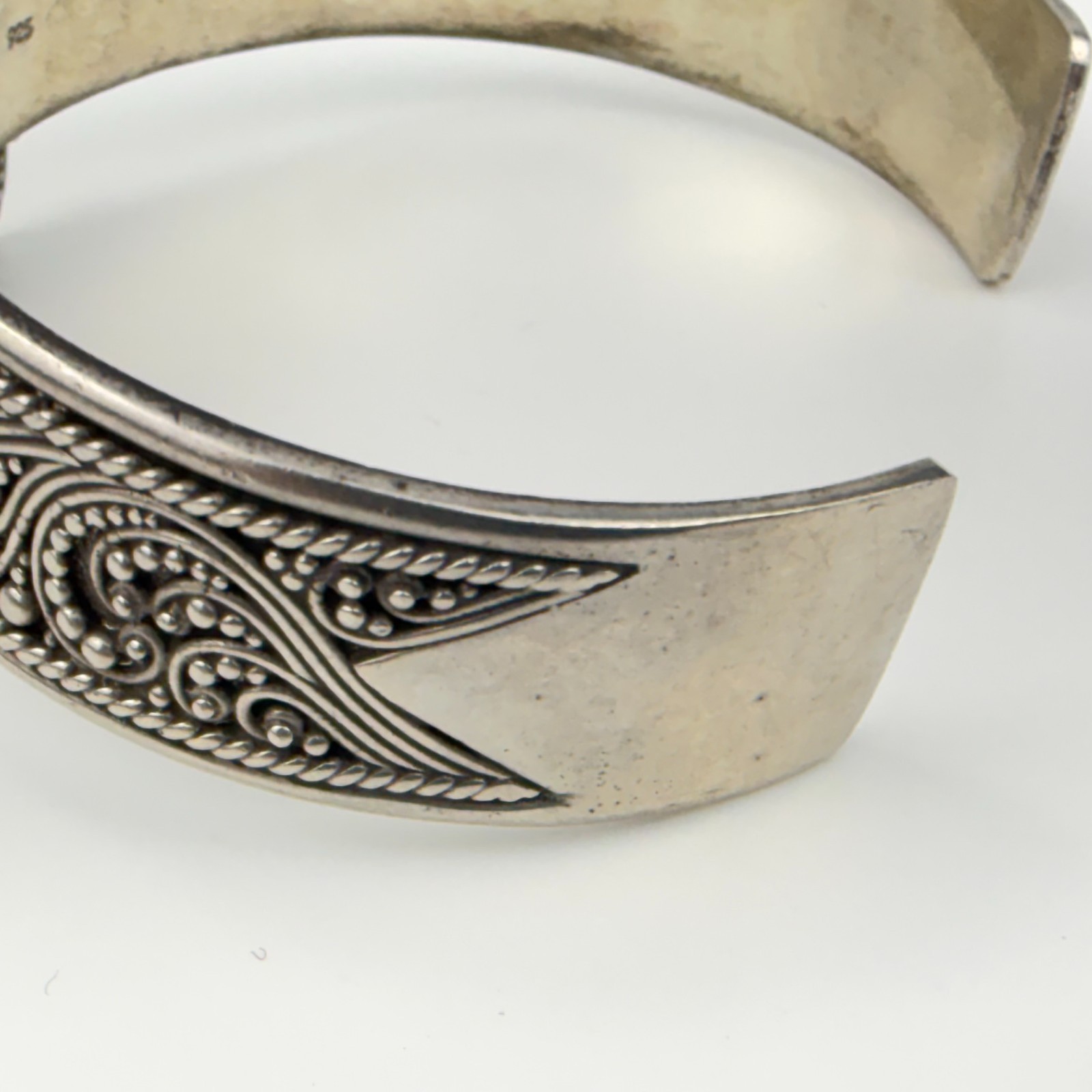 Rare Sarda Artisan Collection Of Bali Paraiba Silver Cuff Bracelet with Cross image 9