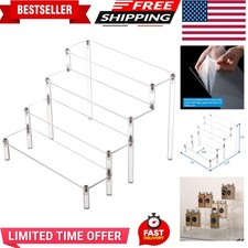 Acrylic 4-Tier Riser Display Shelf for Figurines, Desserts Holder, Collection...