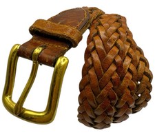 Vintage Genuine Braided Leather Belt Southwestern 70  s Style Size S