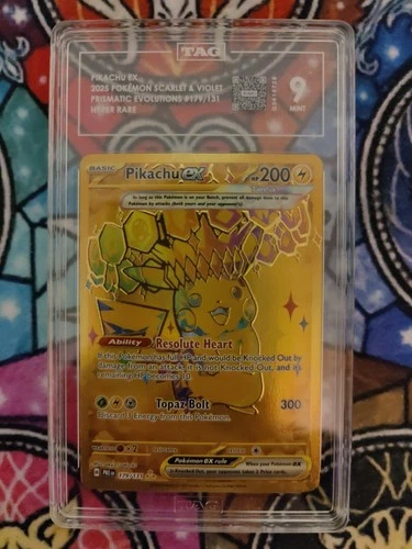 Pokémon TCG Pikachu EX Gold Card 179/131 Prismatic Evolutions Graded TAG 9