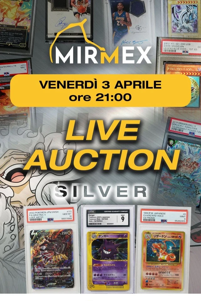 Mirmex Live! Aste da 1€! Carte raw e gradate in asta, Rip&Ship! SILVER!