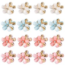 Small Flower Hair Clips for Women 16PCS Colourful Mini Crystal Flower Claw Cl