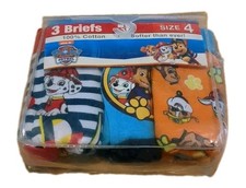 PAW PATROL Boys Size 4 Underwear - 3 Pack Briefs 100 Cotton Tag Less NEW