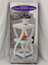 Furniture Emporium Wooden 3 Tier Accent Table WHITE New In Box