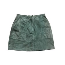 Vintage Suede Leather Mini Skirt Women  s 6/8 Moss Green Pockets