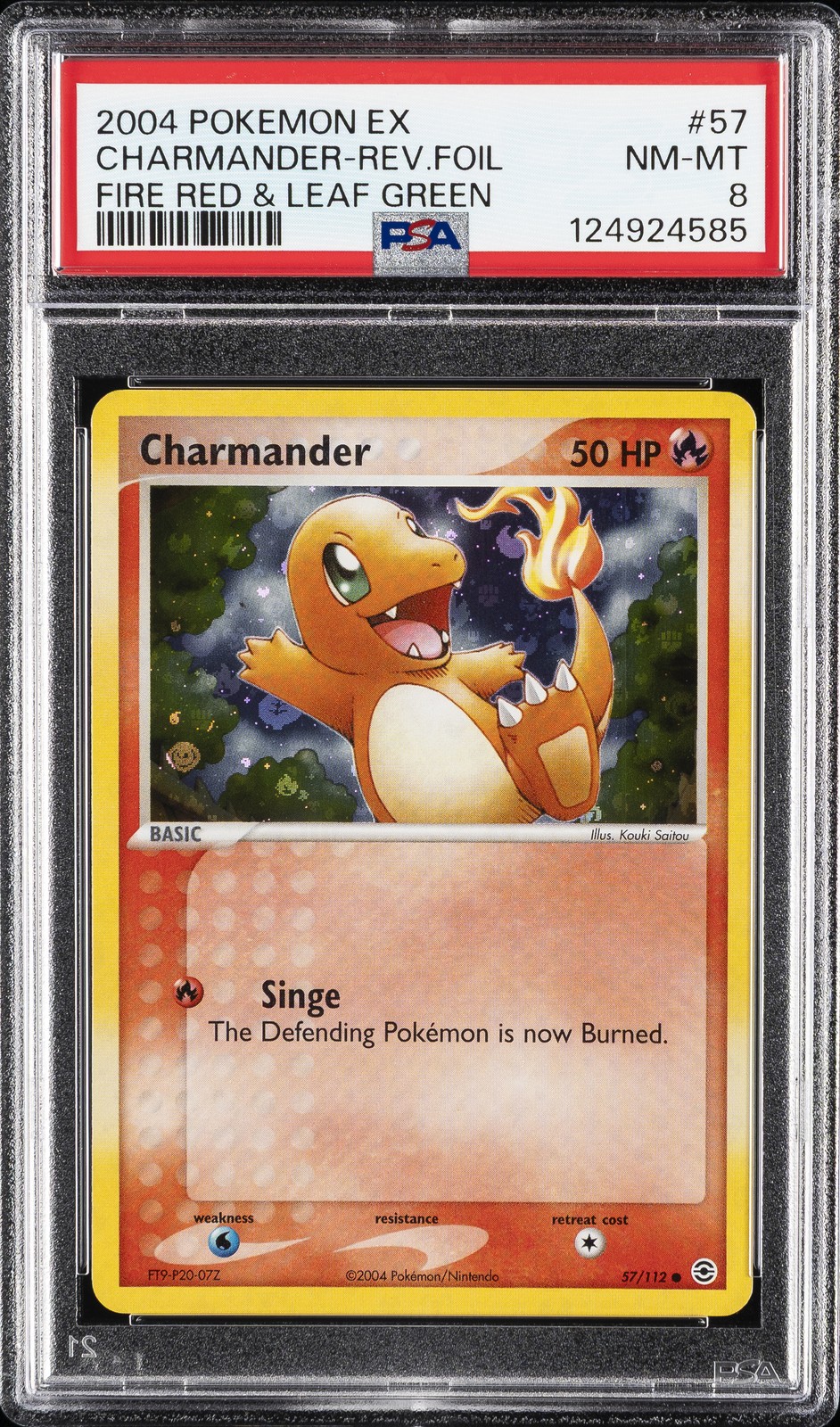 2004 POKEMON EX FIRE RED & LEAF GREEN #57 CHARMANDER-REVERSE FOIL PSA 8