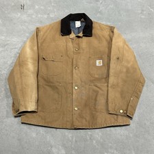 VTG Carhartt C01 Blanket Lined Duck Canvas Chore Coat Jacket Brown Men s 46 Reg