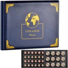 Coin Collection Holder Book Album for Collectors, 300 Pockets Coin Collection