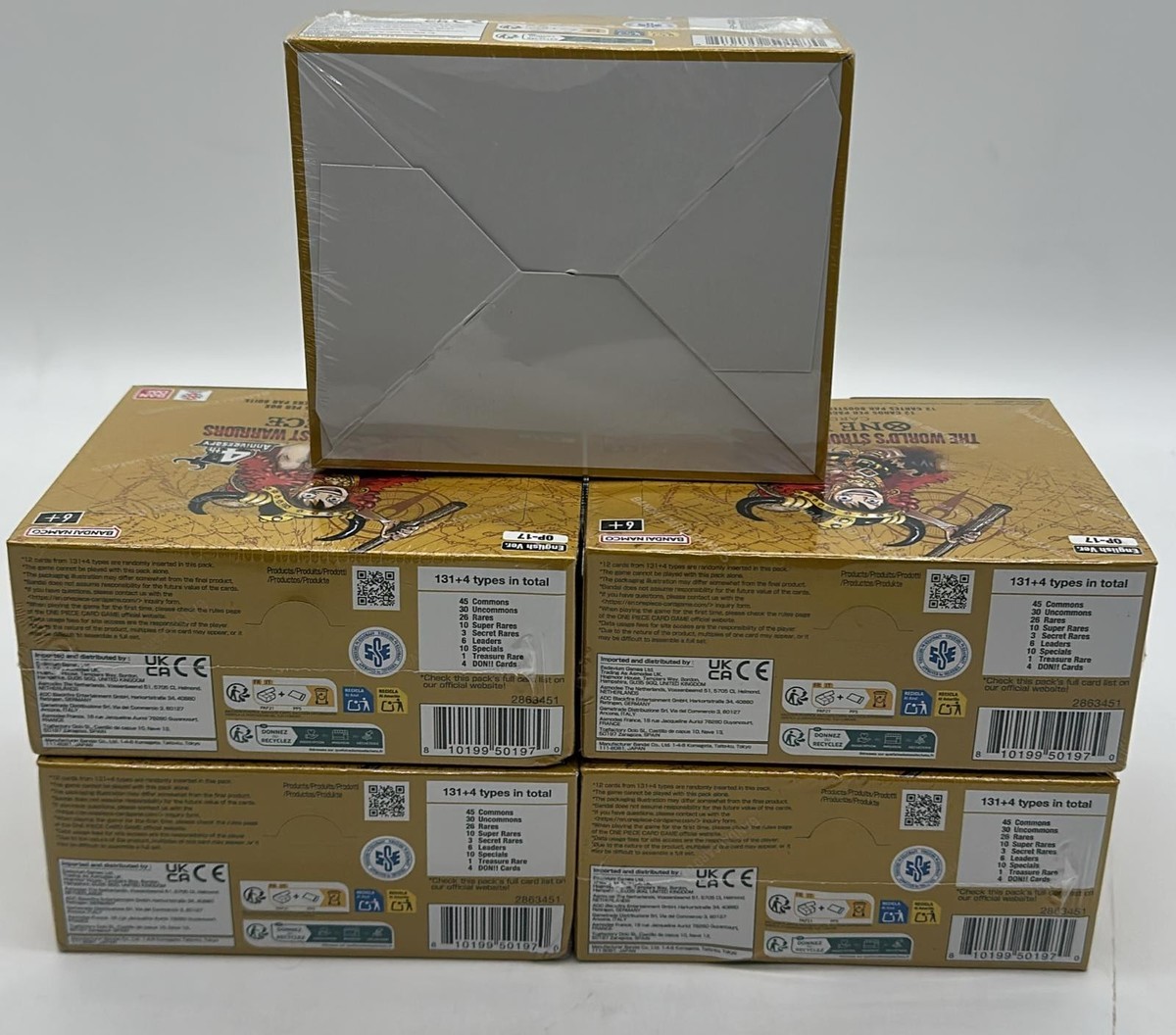 Lot of (5) One Piece OP-17 The World's Strongest Warriors Booster